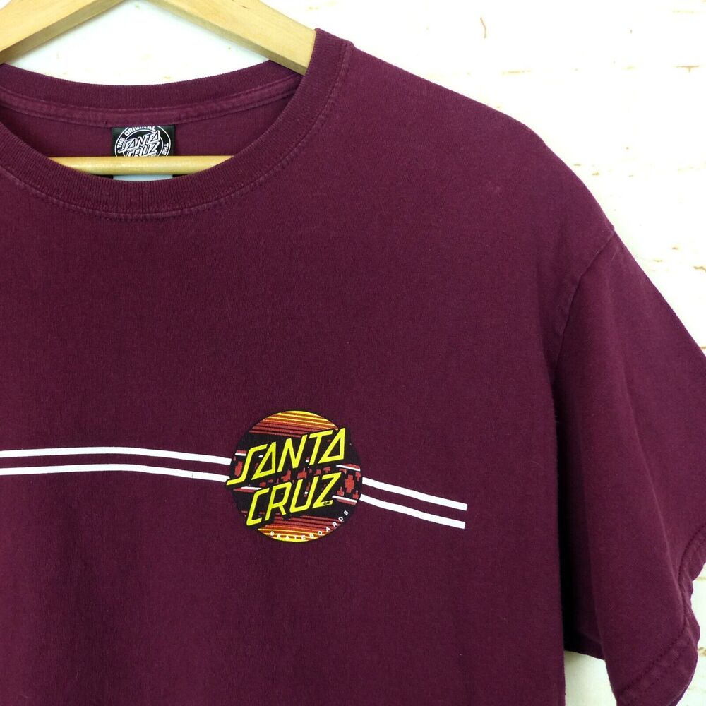 Santa Cruz Skateboards Shirt Mens L Burgundy Classic Dot Graphic Tee Skate 90s - Picture 6 of 12